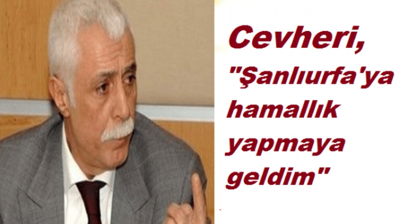 Cevheri, "Şanlıurfa'ya hamallık yapmaya geldim"