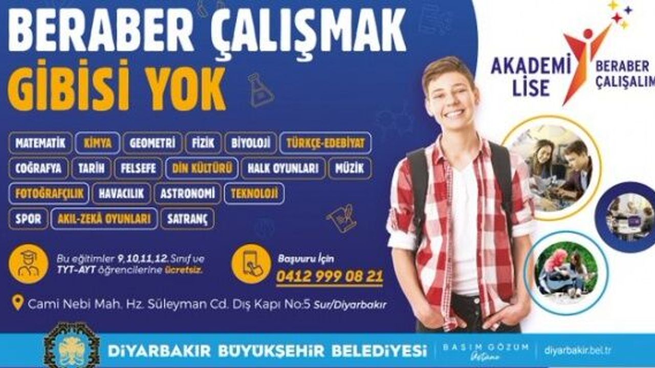 Diyarbakır Büyükşehir "Akademi Lise başvuruları devam ediyor"