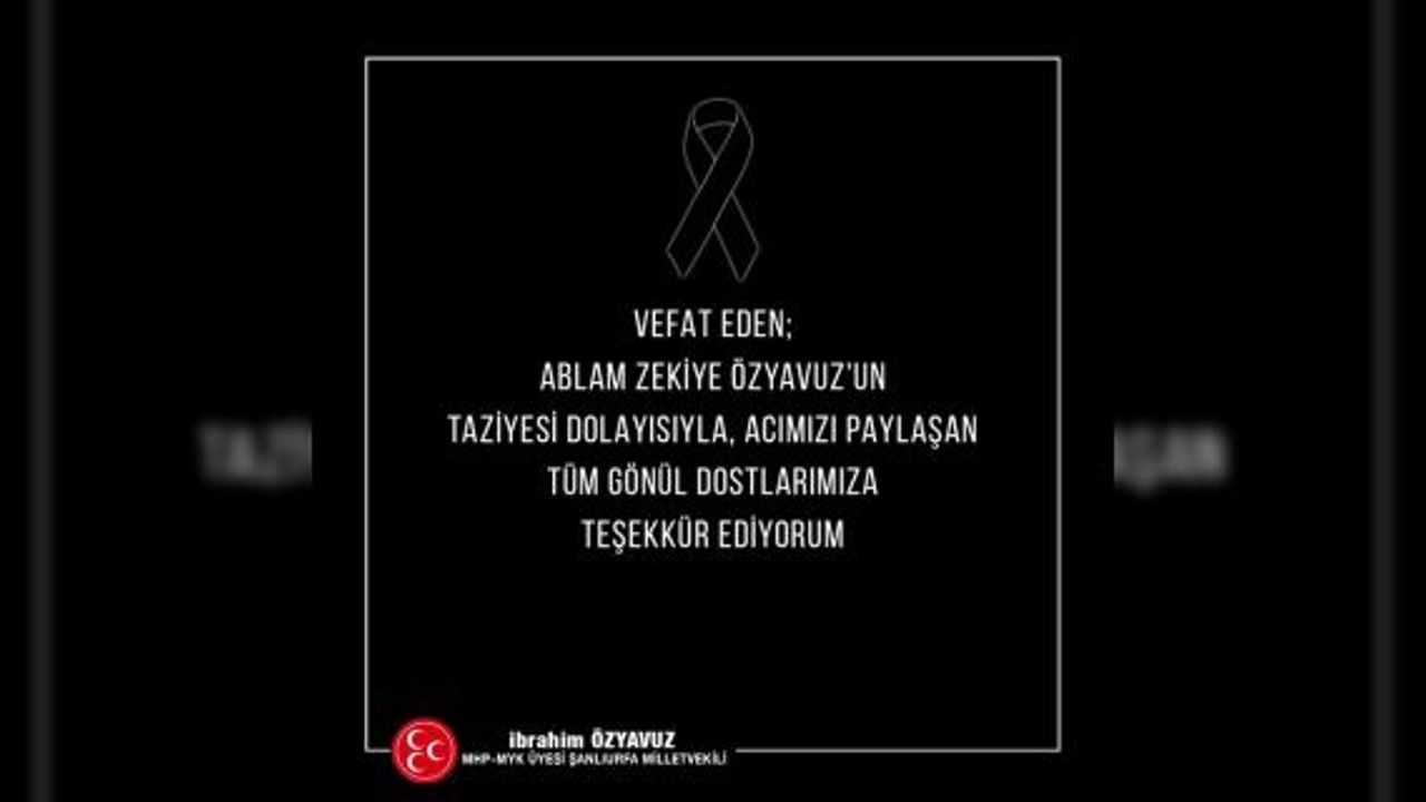 Milletvekili Özyavuz "tüm gönül dostlarımıza teşekkür ediyorum"