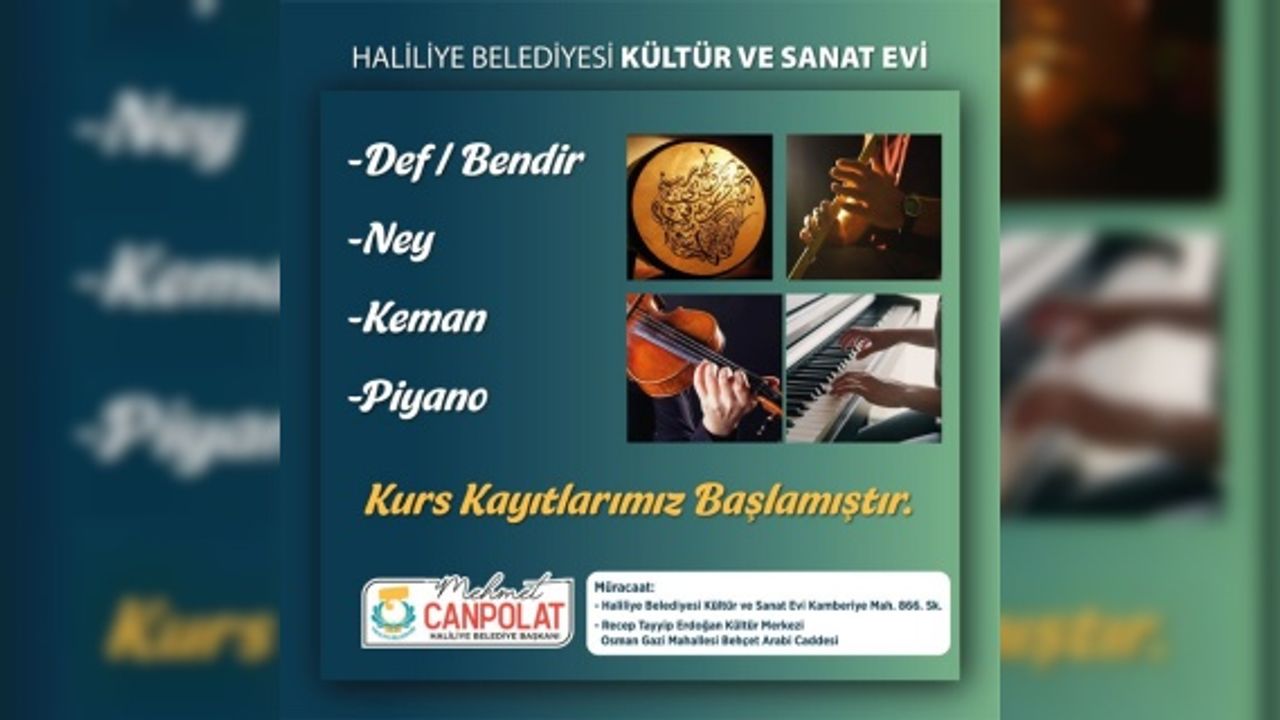 HALİLİYE’DE KÜLTÜR VE SANAT KURSLARI BAŞLIYOR