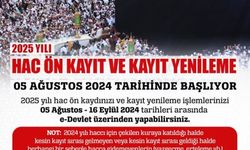 2025 yılı hac ön kayıtları ve kayıt yenileme işlemleri başlıyor