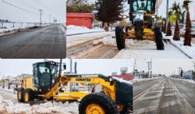 HARRAN'DA KAR YAĞIŞI ETKİLİ OLDU: BELEDİYE EKİPLERİ YOLLARI AÇTI