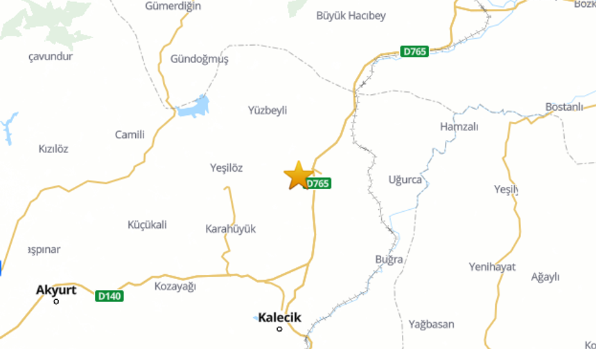Ankara Kalecik'te 4.1 Büyüklüğünde Deprem!