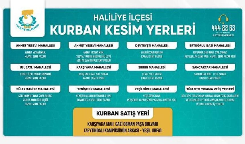 HALİLİYE’DE KURBAN SATIŞ VE KESİM YERLERİ BELİRLENDİ