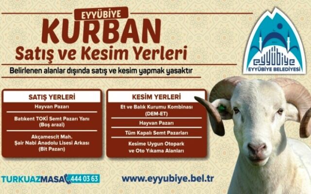 EYYÜBİYE’DE KURBAN SATIŞ VE KESİM YERLERİ DUYURULDU